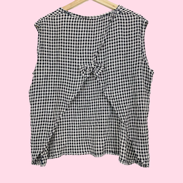 NAVY GINGHAM OPEN BACK TANK (M)