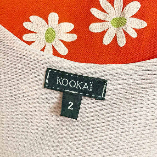 ORANGE DAISY FLORAL MESH MINI DRESS (XS/S)