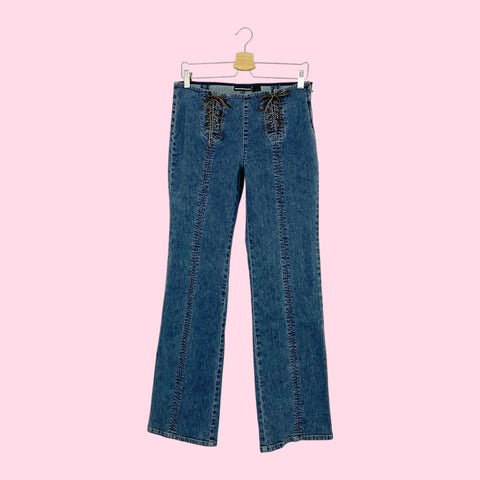 Y2K DKNY LACE UP BOOTCUT JEANS (6)