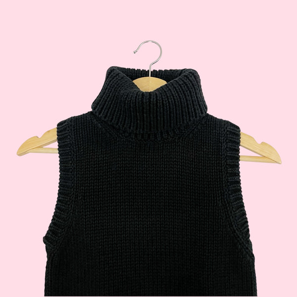 Ralph Lauren Black Sleeveless Knit Turtleneck (S)