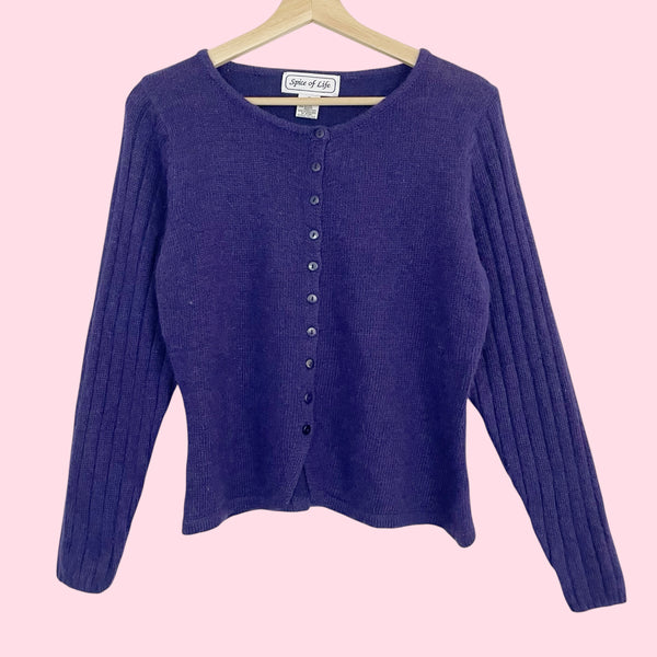 Purple Angora Blend Cardigan (M)