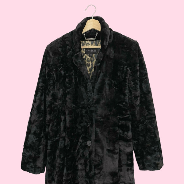 EXPRESS BLACK FAUX FUR COAT (3/4)