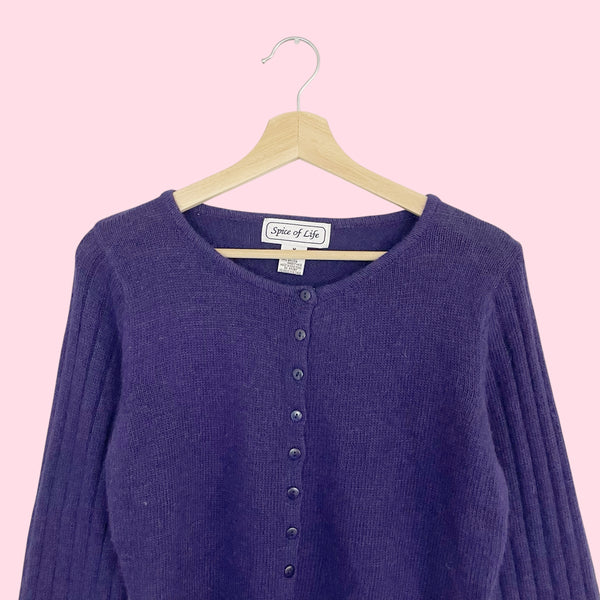 Purple Angora Blend Cardigan (M)