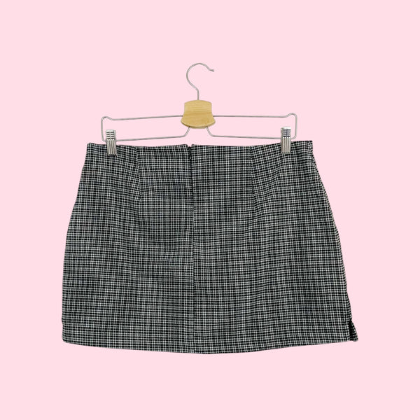 GRAY PLAID MINI SKIRT (L)