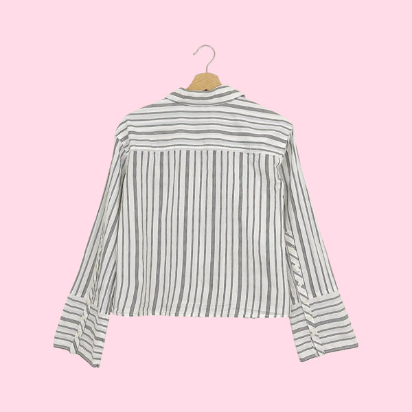 ELIZABETH & JAMES STRIPED CROPPED BLOUSE (XS)