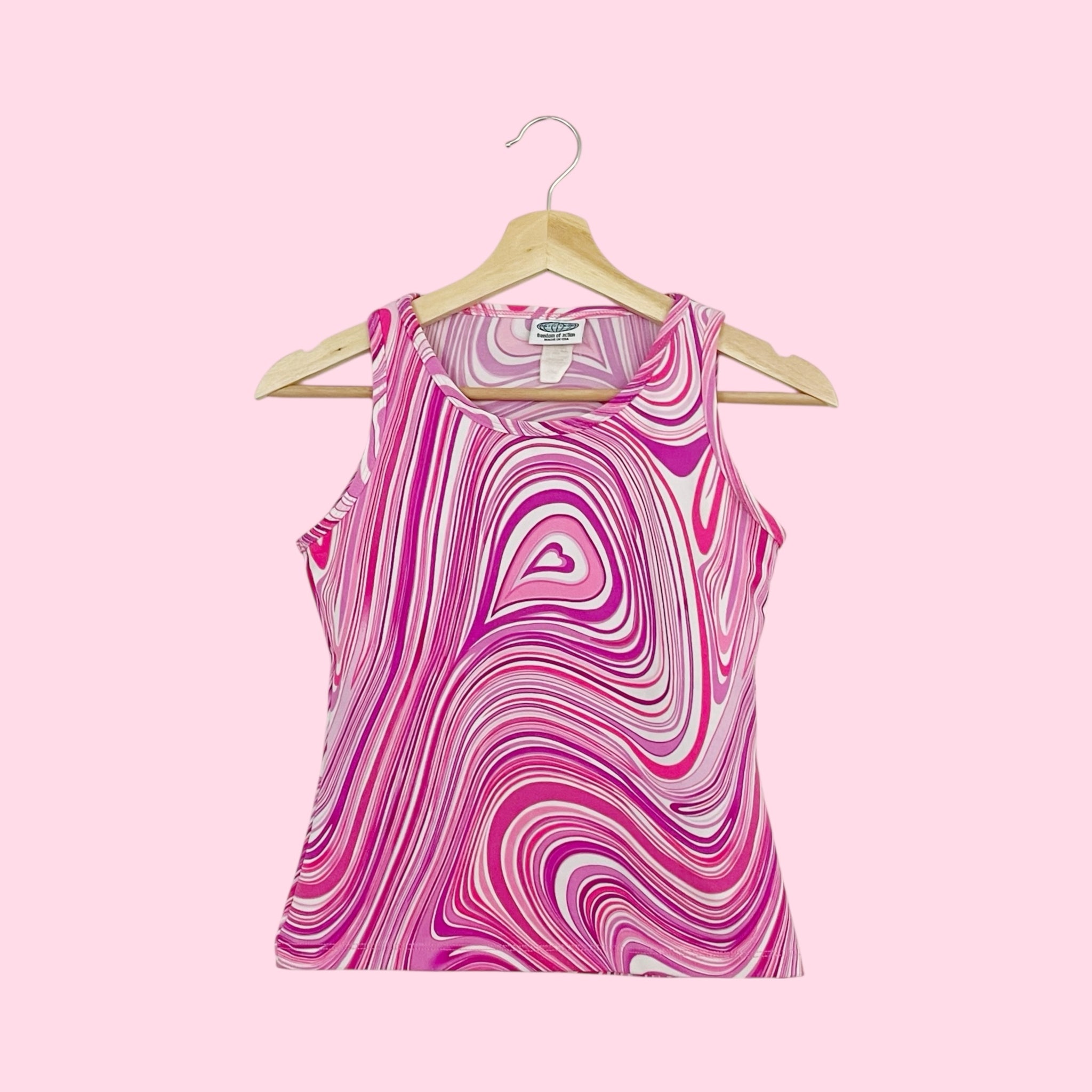 PINK TRIPPY HEART PRINT TANK (S)