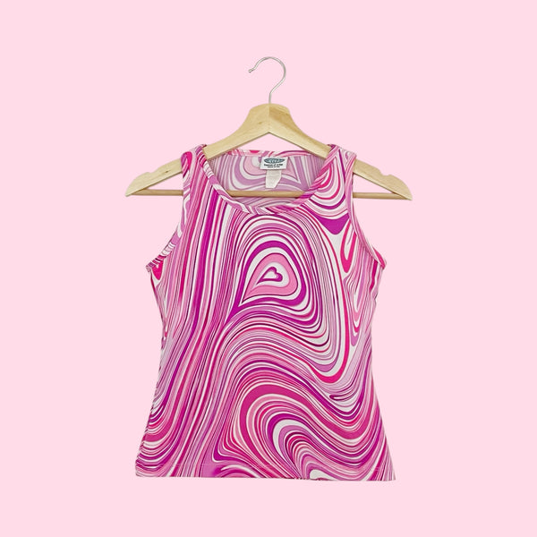 PINK TRIPPY HEART PRINT TANK (S)