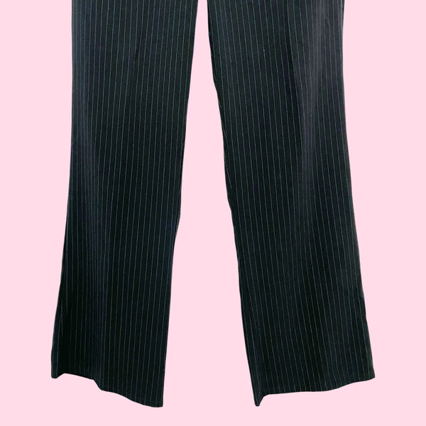 Y2K BLACK + AQUA PINSTRIPE LOW RISE PANTS (7)