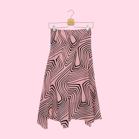 PINK + BLACK GEOMETRIC MIDI SKIRT (XXS/XS)