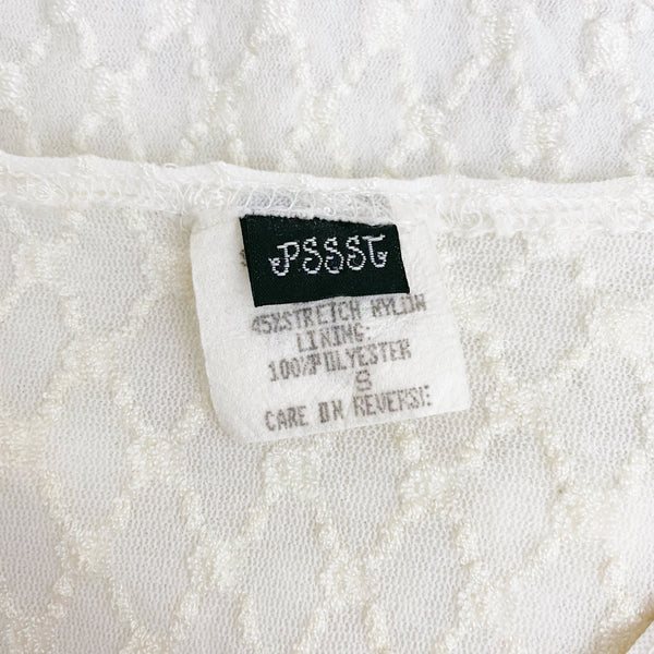 WHITE PATTERNED MESH TOP (S)