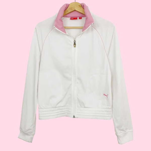 Y2K PUMA WHITE + PINK TRACK JACKET (S)