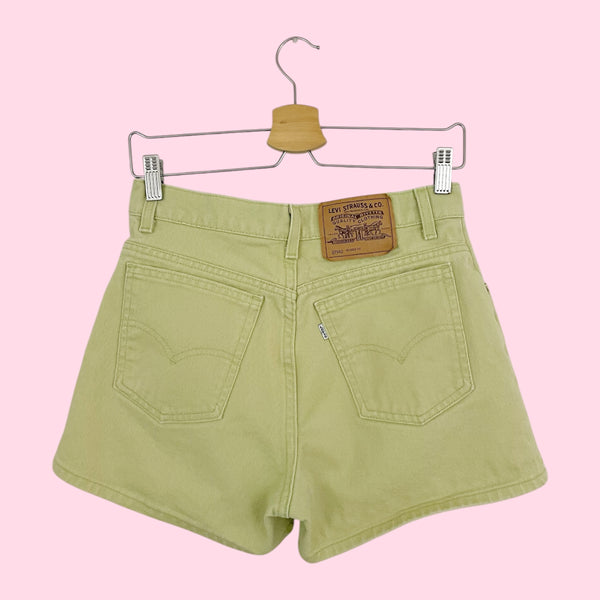 90S LEVI'S GREEN EXPOSED BUTTON FLY SHORTS (29)