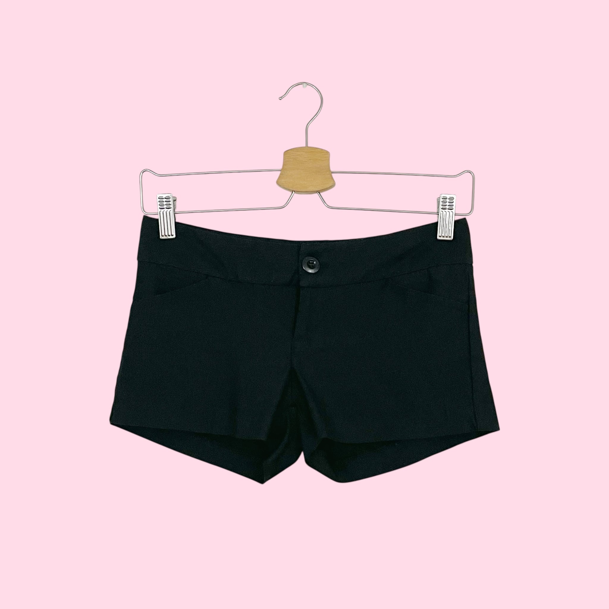 BLACK LOW RISE MICRO MINI SHORTS (XS/S)
