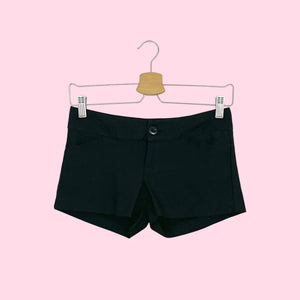 BLACK LOW RISE MICRO MINI SHORTS (XS/S)