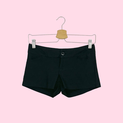 BLACK LOW RISE MICRO MINI SHORTS (XS/S)