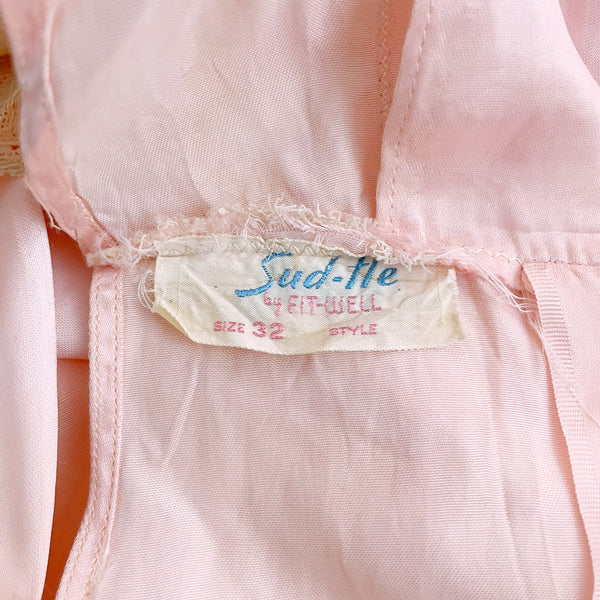 40s PINK SATIN LINGERIE DRESS (S)