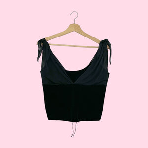 BLACK VELVET LACE UP TANK W/ MESH (10)