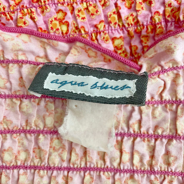 PINK FLORAL SMOCKED TANK TOP (S)