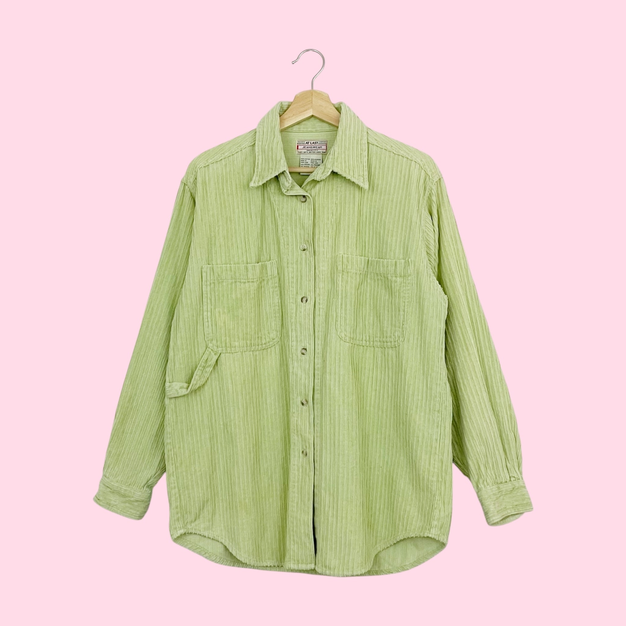 LIGHT GREEN CORDUROY OVERSIZED SHIRT (M)
