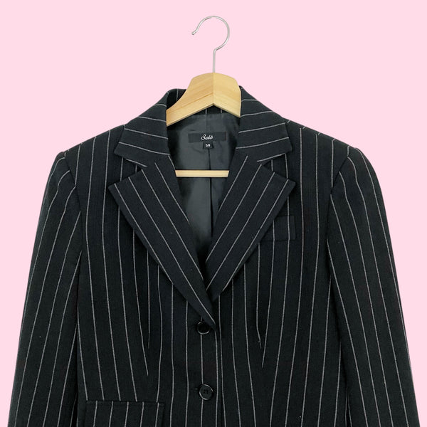 Y2K BLACK + PINK PINSTRIPE 2 PIECE SUIT (S)