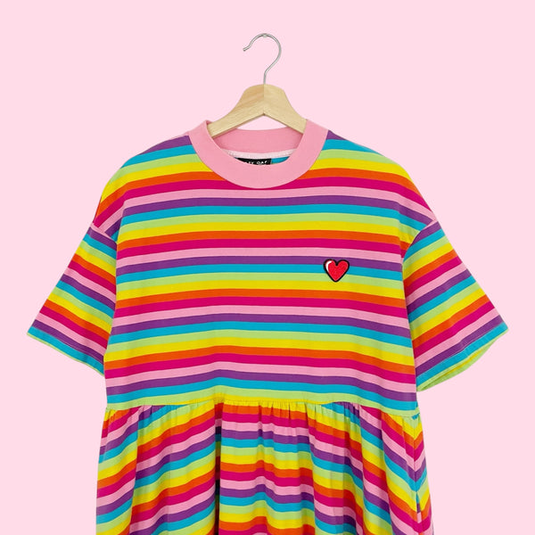 LAZY OAF RAINBOW STRIPED SALLY SACK DRESS (M/L)