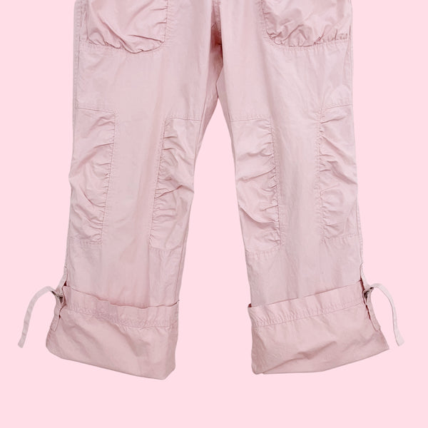 DUSTY PINK RUCHED CARGO PANTS (XS)