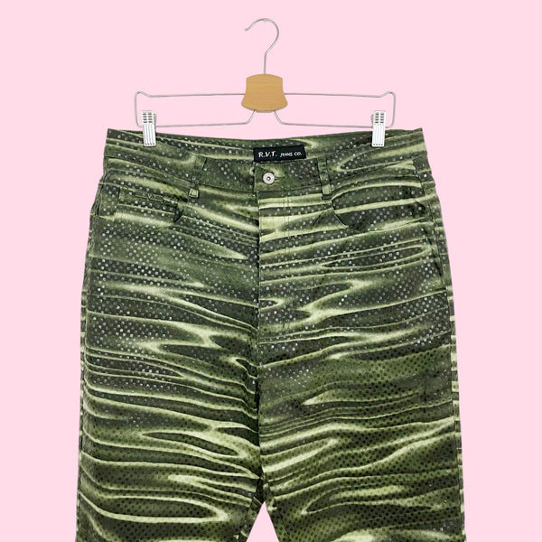GREEN PSYCHEDELIC BOOTCUT PANTS (18/20)