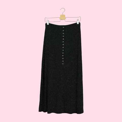 POLKA DOT SLINKY MAXI SKIRT (M)