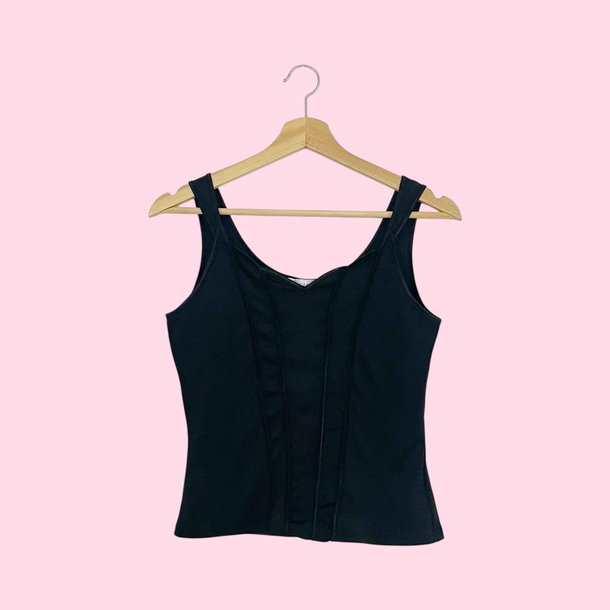 BLACK STRETCH CORSET STYLE TANK (S/M)