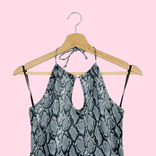 GRAY SNAKE PRINT KEYHOLE TANK (M)