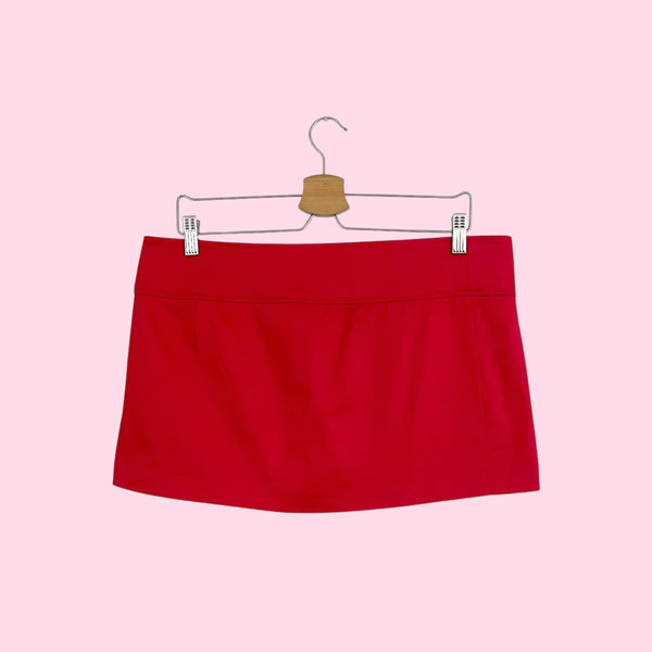 RED LOW RISE MICRO MINI SKIRT (L)