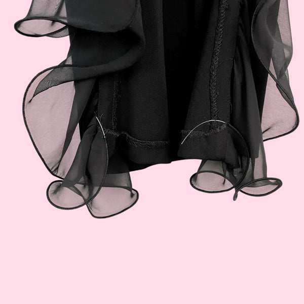 Y2K Bebe Black Ruffle Pants (28)