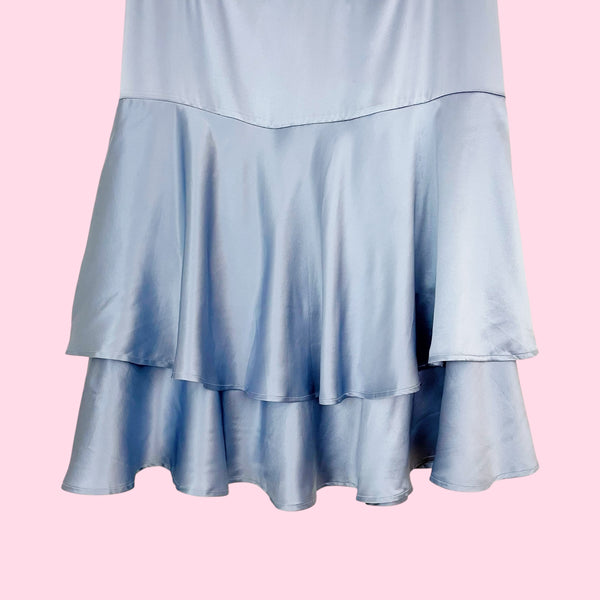 BLUE SILK MIDI SKIRT (10/12)
