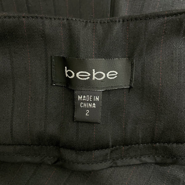 BEBE BLACK PINSTRIPE LOW RISE BERMUDA SHORTS (2)