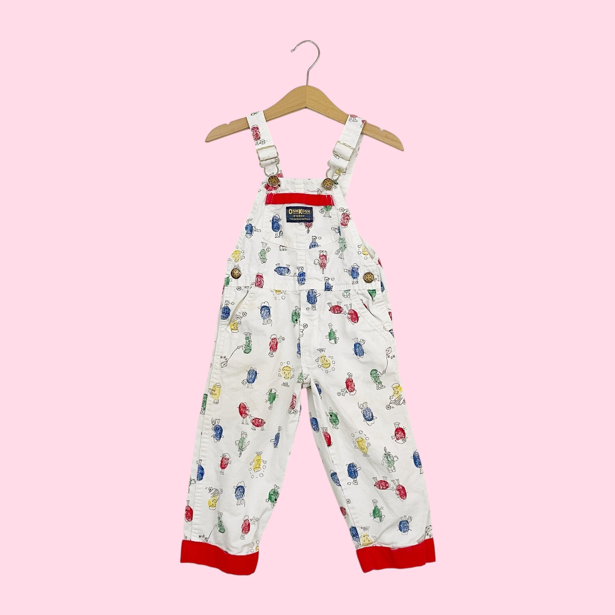 90S OSHKOSH B'GOSH THUMBPRINT OVERALLS (3T)
