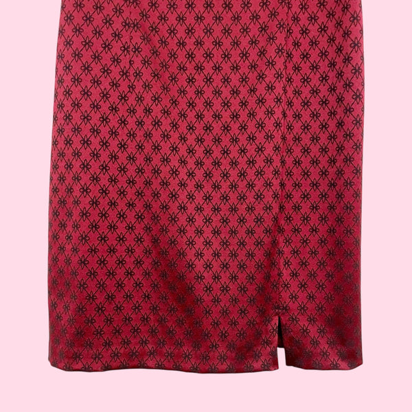 BURGUNDY JACQUARD MINI DRESS (S)
