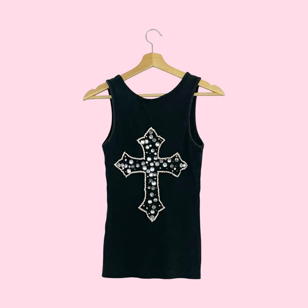 MISS ME STUDDED CROSS TANK (M)