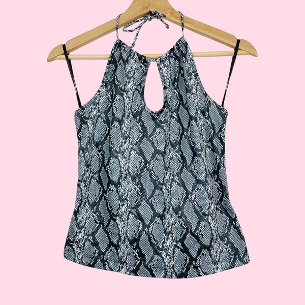 GRAY SNAKE PRINT KEYHOLE TANK (M)