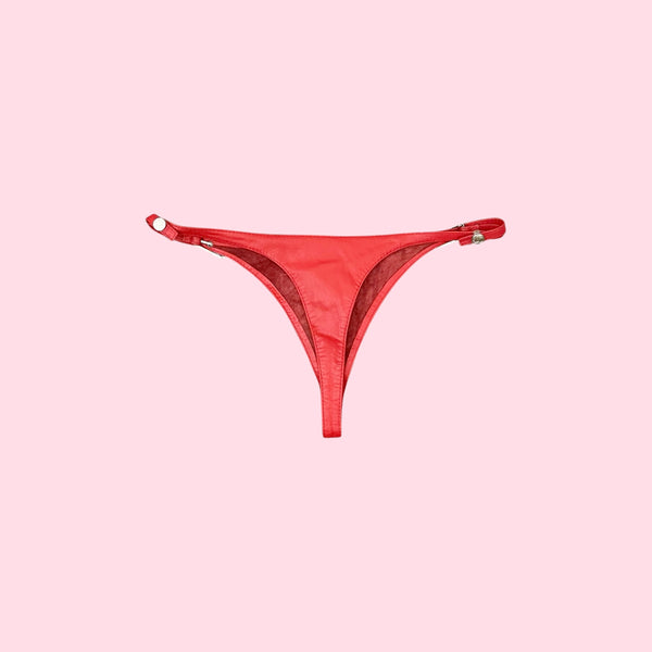 Red Leather Thong (S)