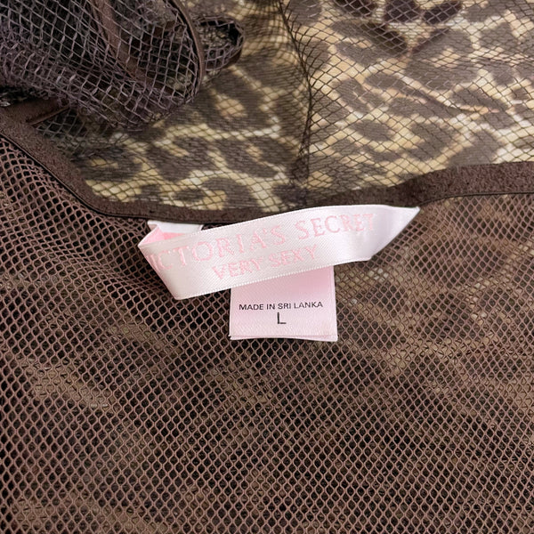VICTORIA'S SECRET LEOPARD RUCHED MESH CORSET TOP (L)