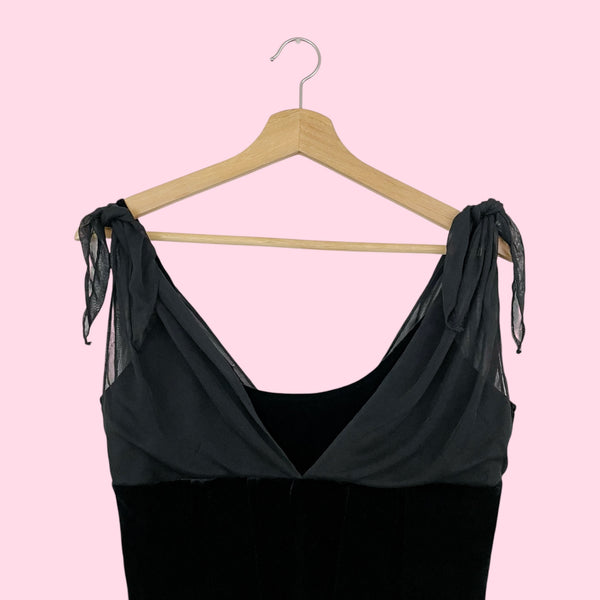BLACK VELVET LACE UP TANK W/ MESH (10)