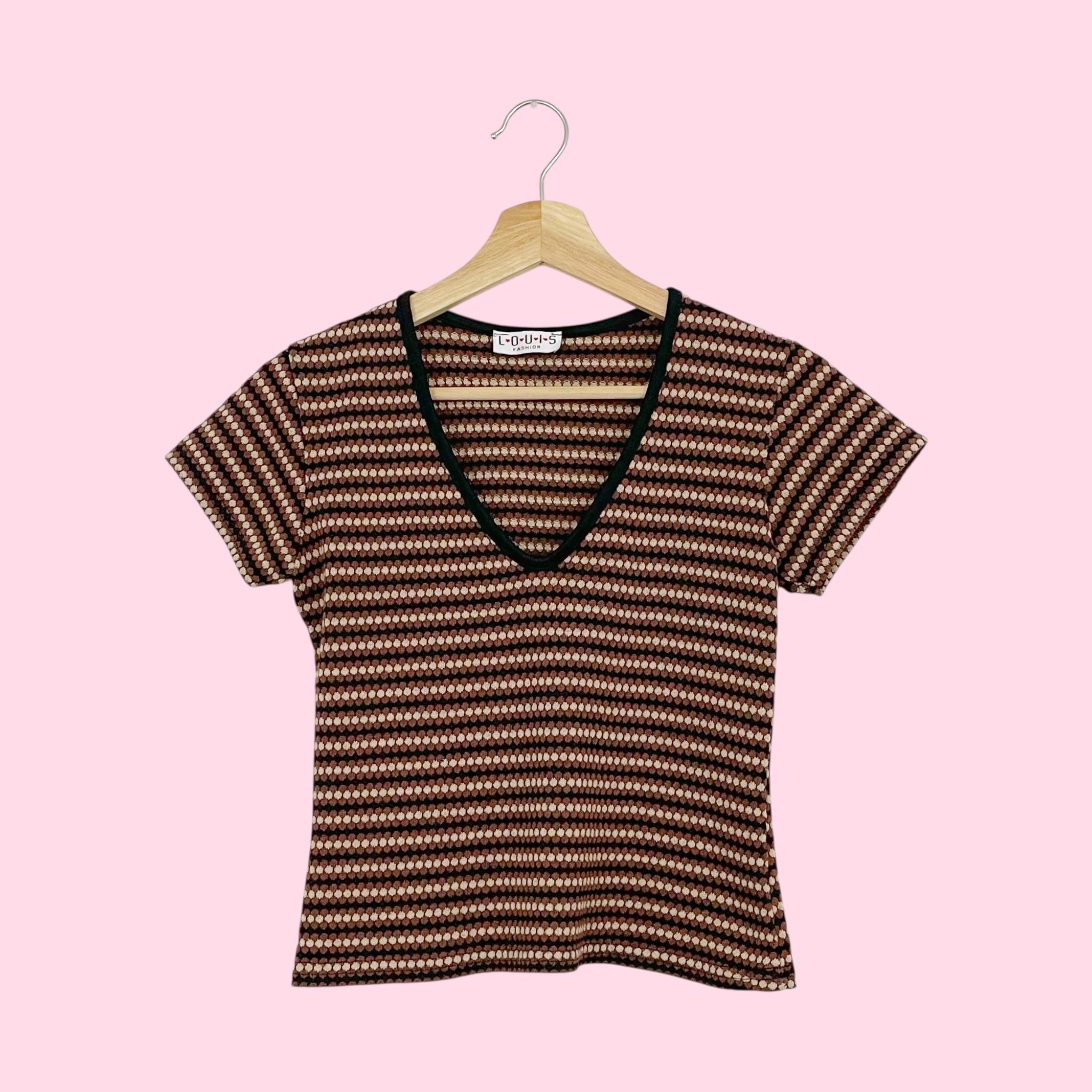 BLACK + BROWN DOT KNIT TOP (S/M)