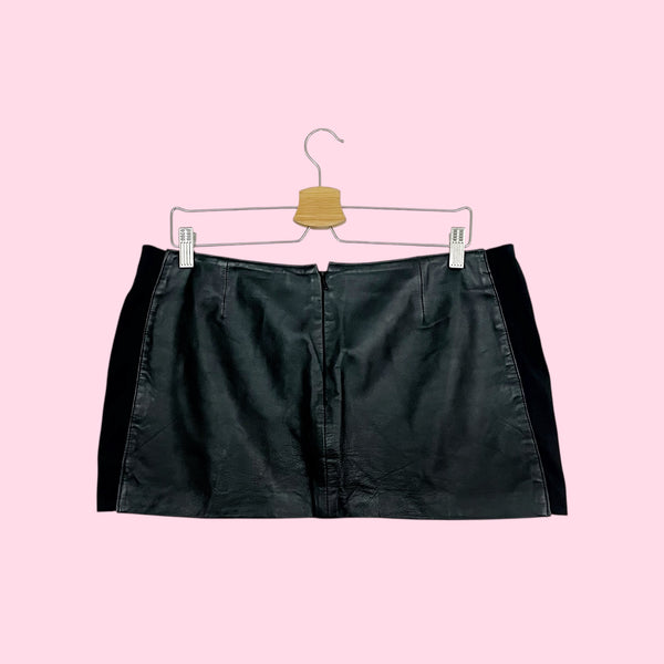 BLACK LEATHER MICRO MINI SKIRT (XL)