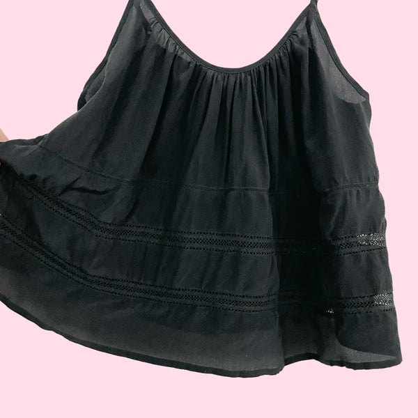 WILFRED BLACK SILK TANK TOP (XS)