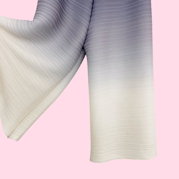 CREAM + GRAY OMBRE PLEATED WIDE LEG PANTS (S/M)