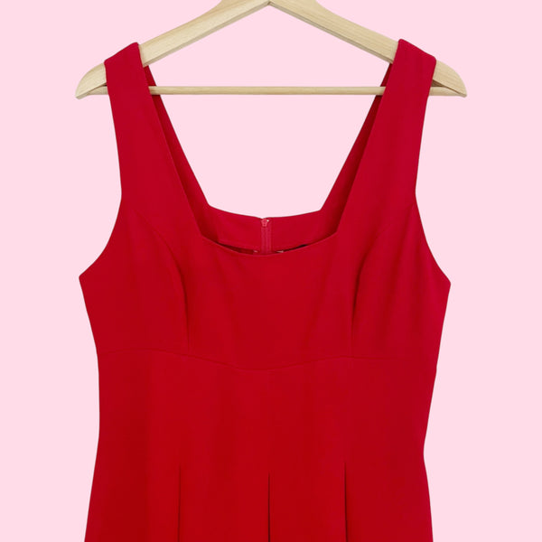RED PLEATED MINI DRESS (M)