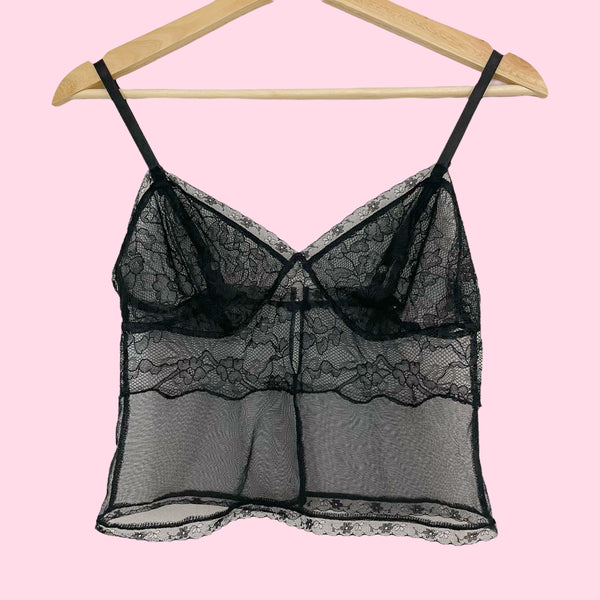VICTORIA'S SECRET BLACK MESH CROP TOP (XS)