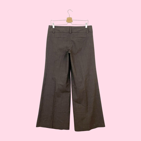 BROWN PLAID PLEATED LOW RISE WIDE LEG PANTS (8)