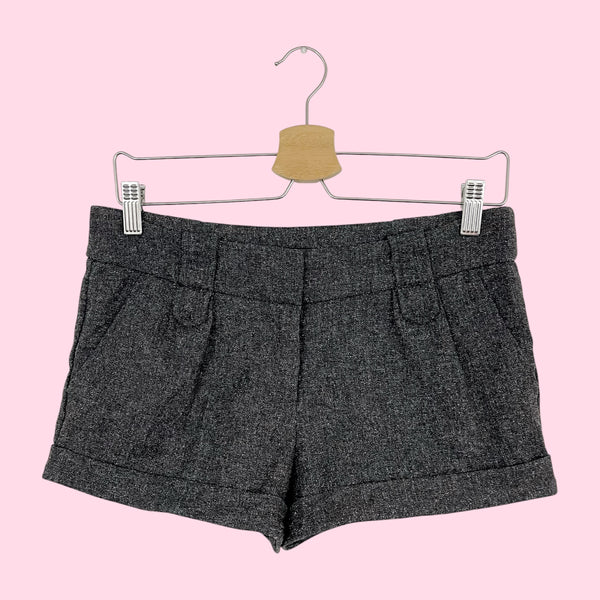 GRAY PLEATED LOW RISE SHORTS (S)