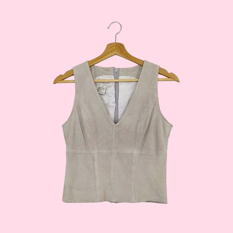 BEBE GRAY SUEDE TANK TOP (S)